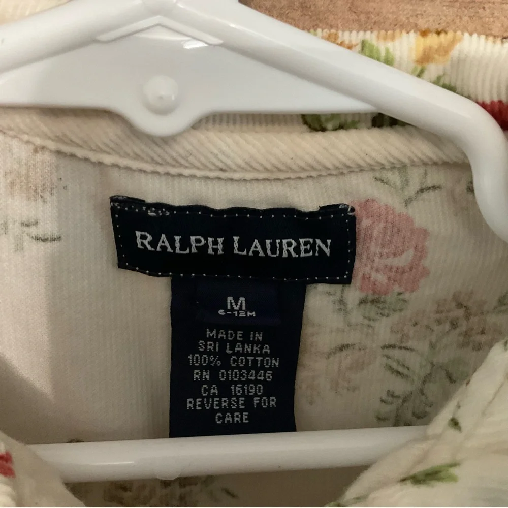 Ralph Lauren Baby Button Dress Floral Lightweight Corduroy 6-12 Months